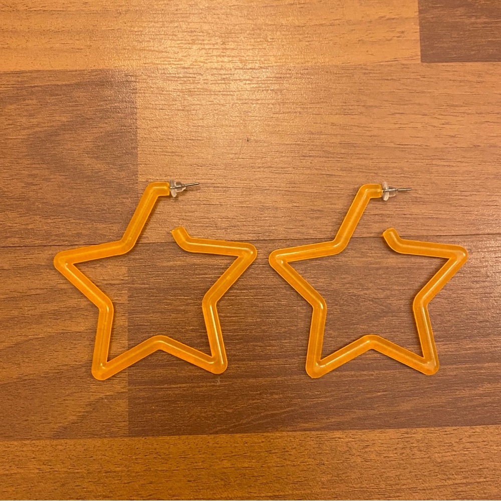 Neon Orange Star Acrylic Earrings